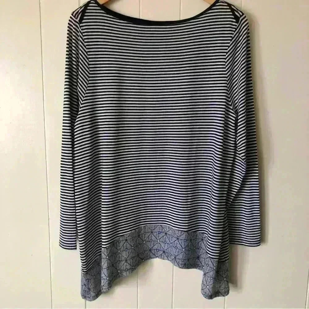 J.Jill Striped Cotton Blend Top Tunic Size L